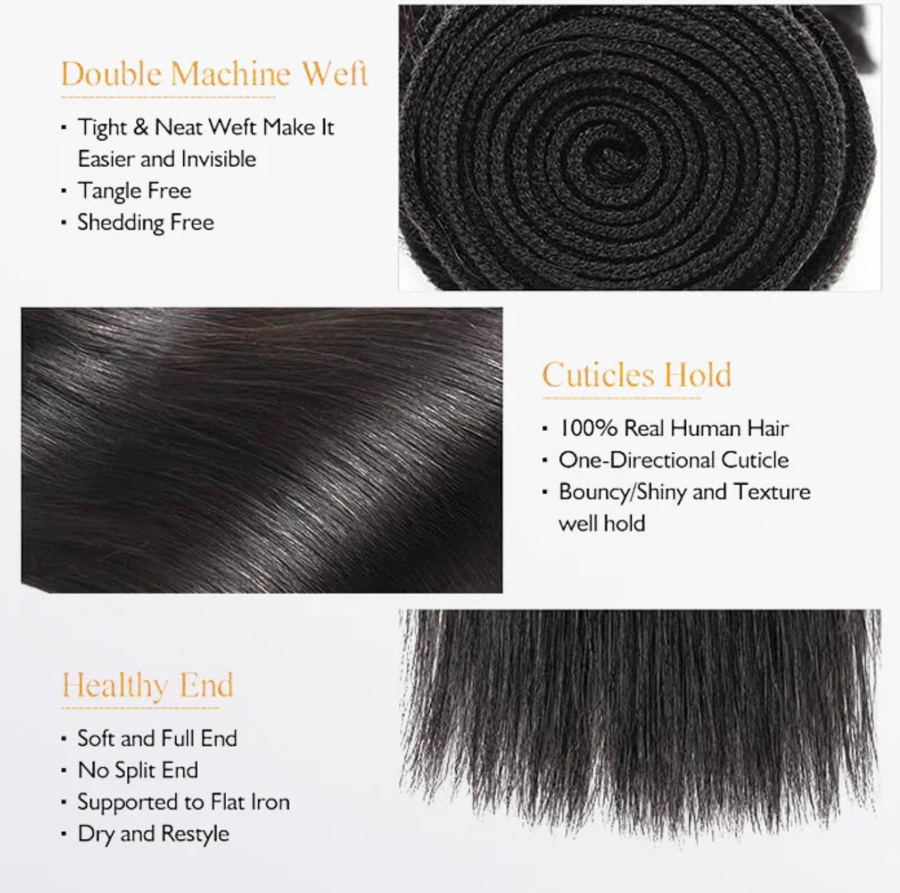 Straight Brazilian 100% Virgin Hair Bundles 10-36''