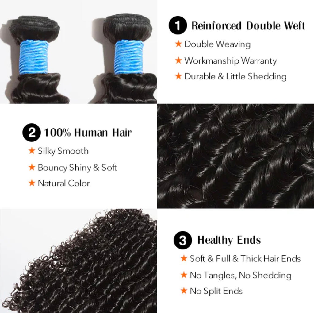 Deep Curly Brazilian 100% Virgin Hair Bundles 10-30''