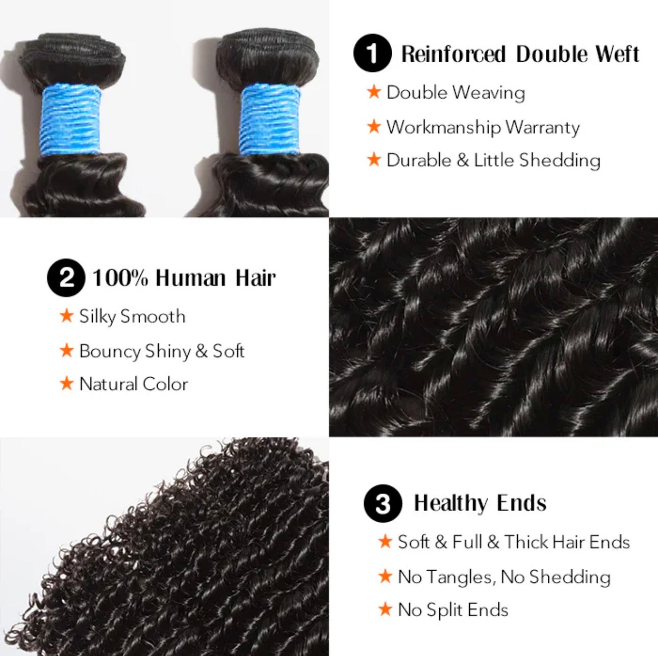 Deep Curly Brazilian 100% Virgin Hair Bundles 10-30''