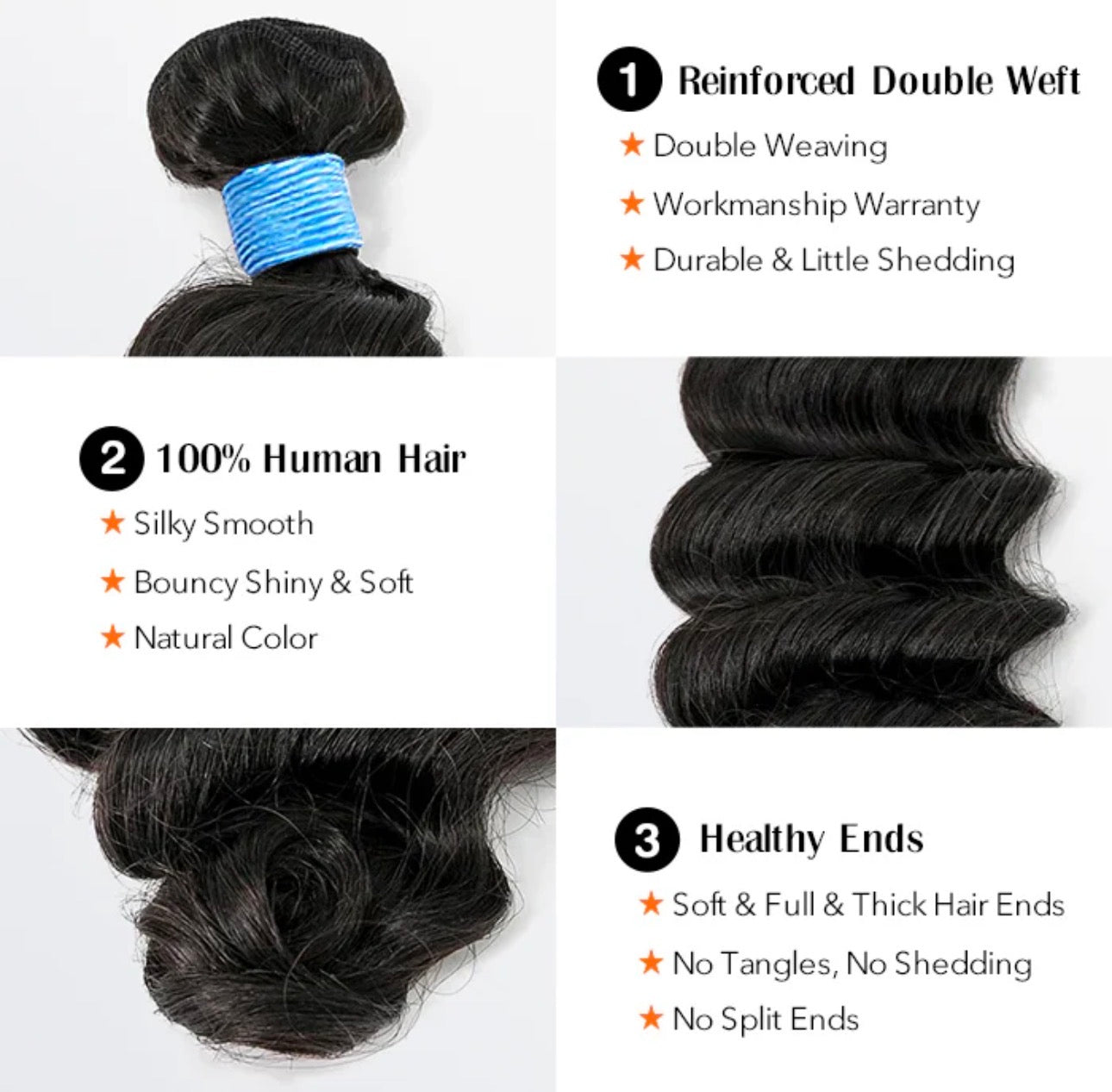 Ocean Wave Brazilian 100% Virgin Hair Bundles 14-26''