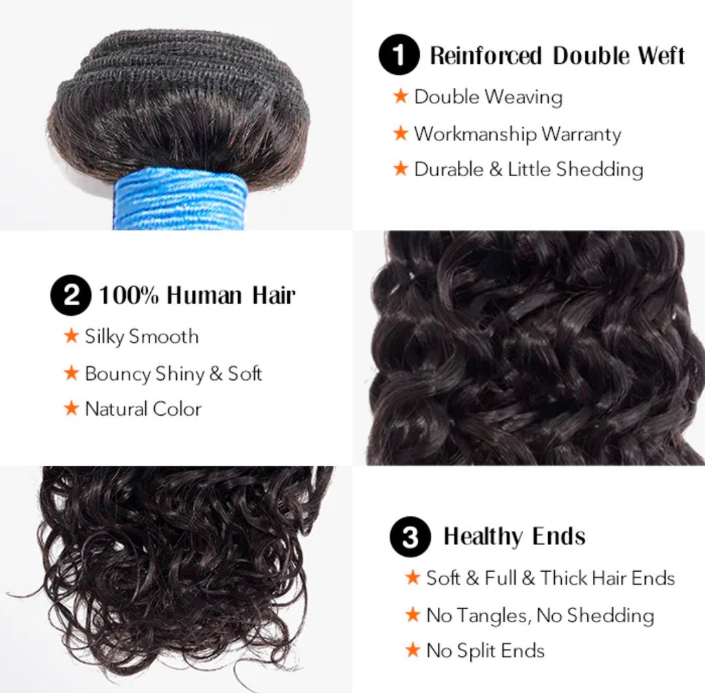 Water Wave Brazilian 100% Virgin Hair Bundles 14-30''