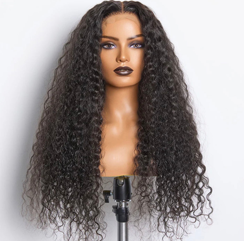 180% Density Brazilian Virgin Hair 5x5 Lace Closure Wig Water Wavy