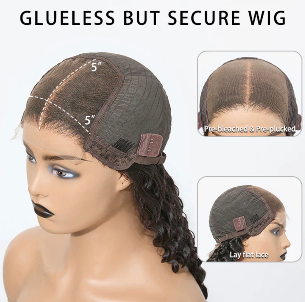 180% Density Brazilian Virgin Hair 5x5 Lace Closure Wig Water Wavy