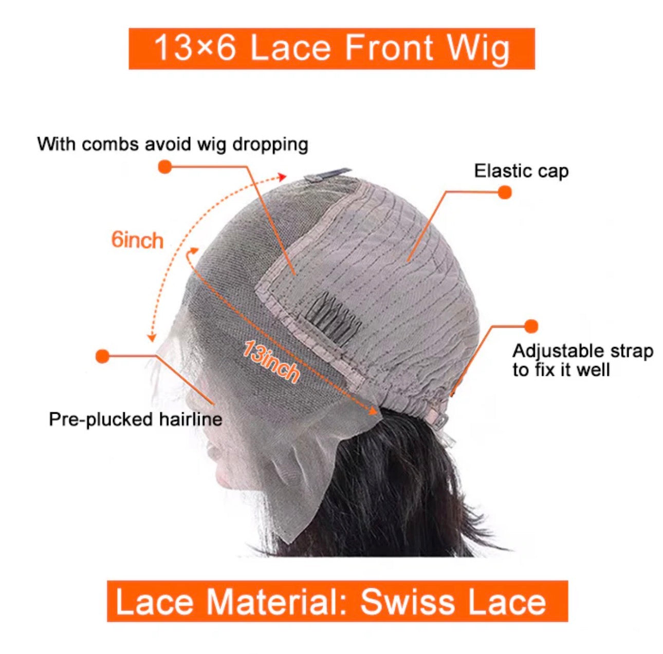 180% Density 13x6 PartingMax Glueless Lace Wigs 3D Cap Pre-bleached Lace Front Wig Body Wave