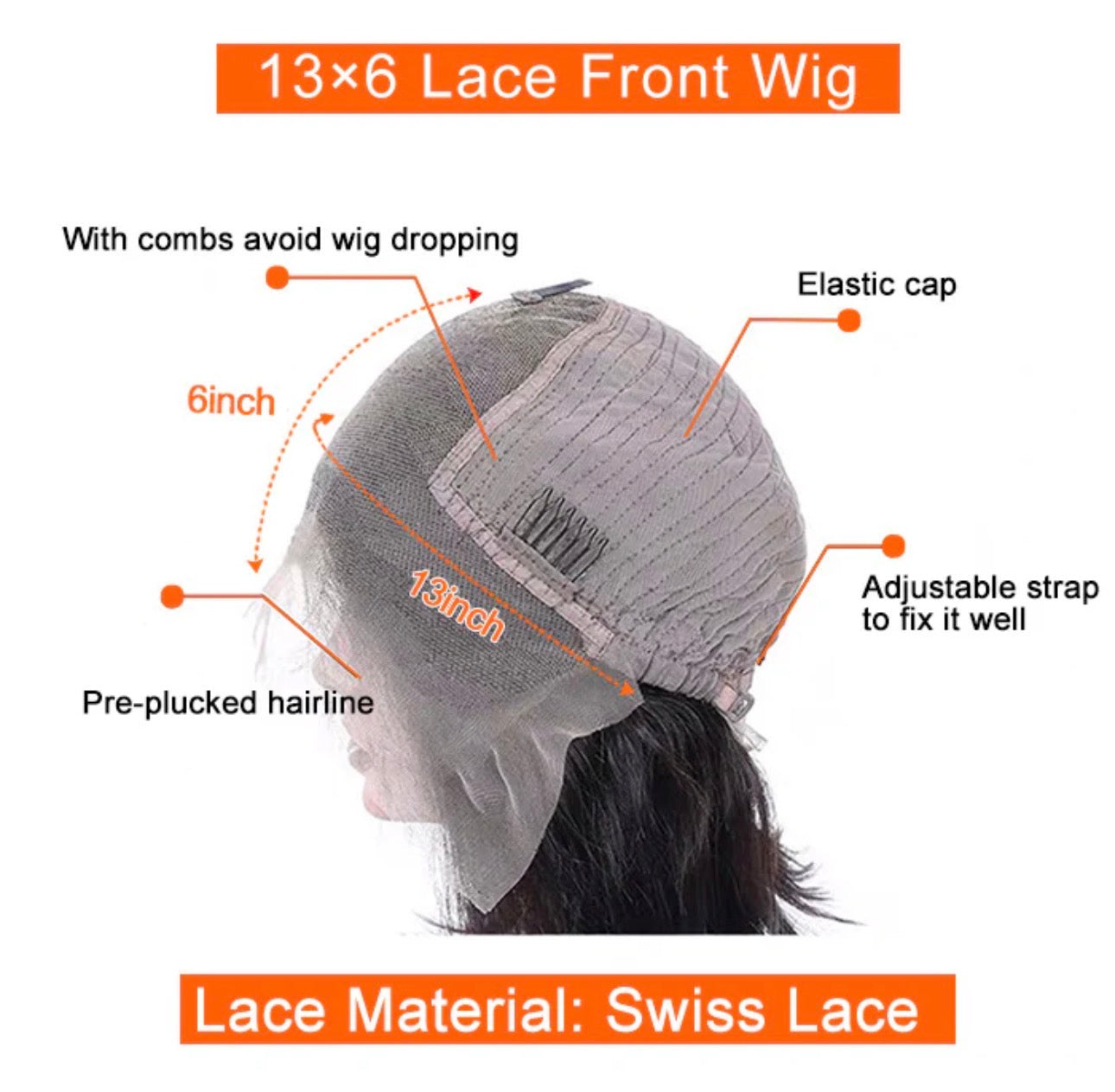 150% Density 13x6 PartingMax Glueless Lace Wig 3D Cap Pre-bleached Lace Front Wig Water Wave