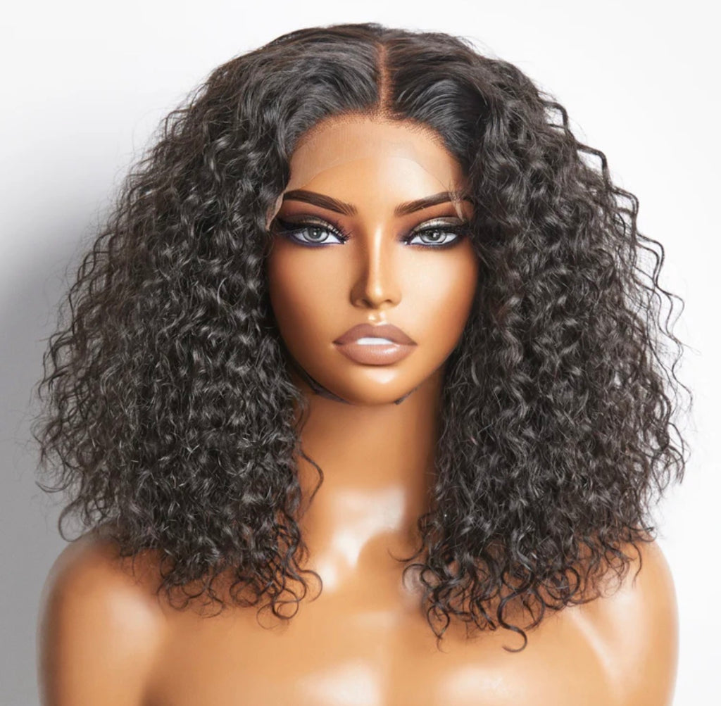 150% Density 5x5 Glueless Lace Closure Bob Wig Water Wave